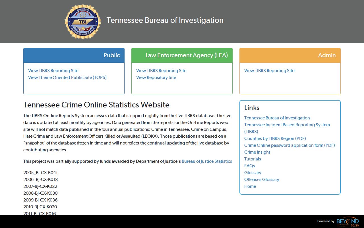 TBI CrimeInsight data source for Erwin criminal records context
