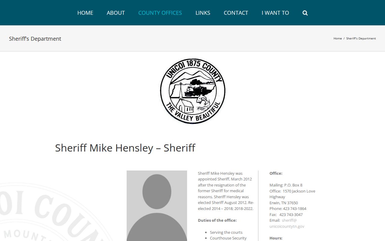 Unicoi County arrest history sheriff records contact