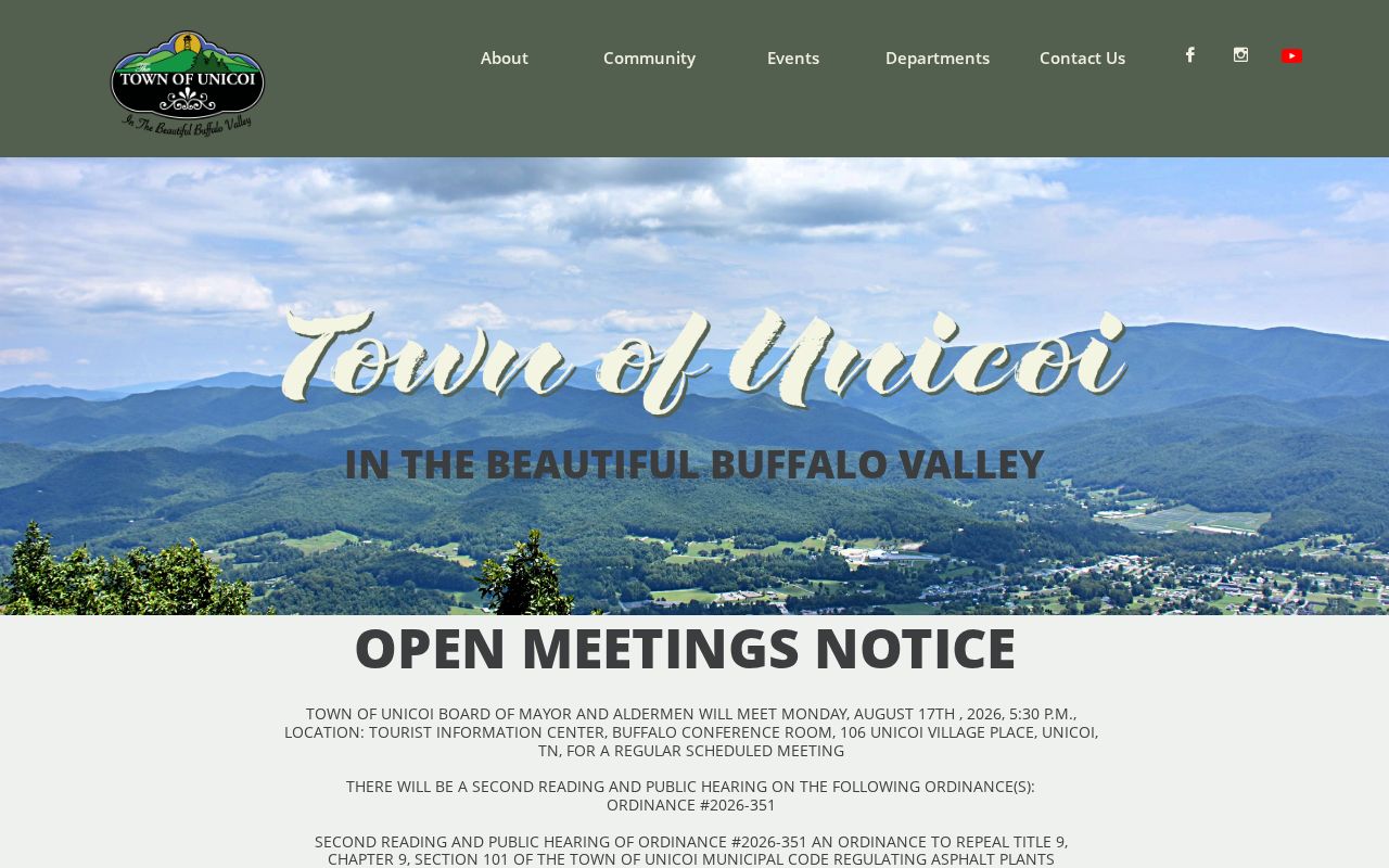 Town Hall source for Unicoi criminal history and Unicoi County records