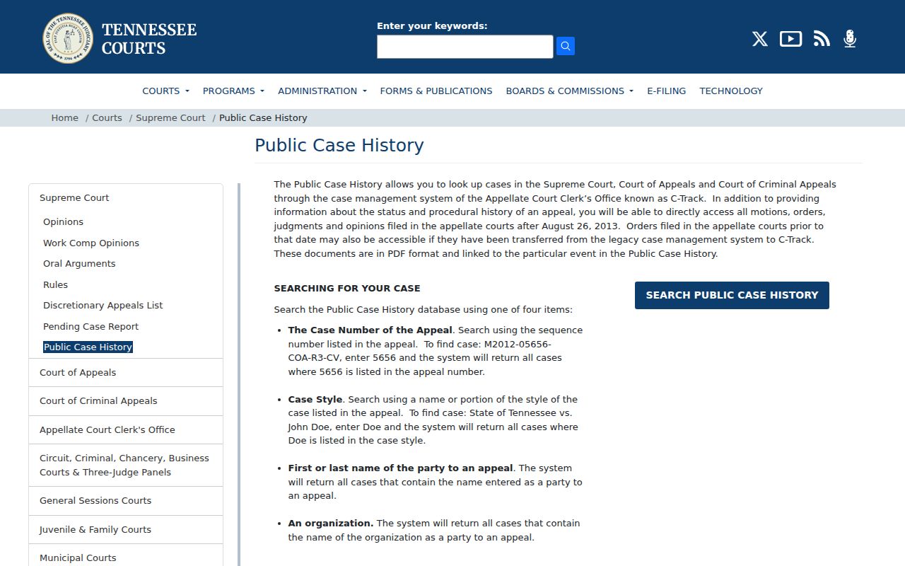 Unicoi County criminal court appeal search instructions