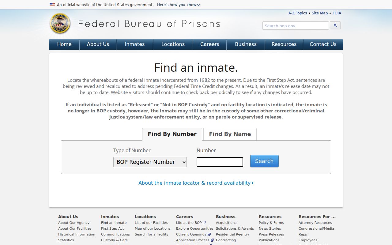 Federal inmate locator for custody outside Unicoi County jail records