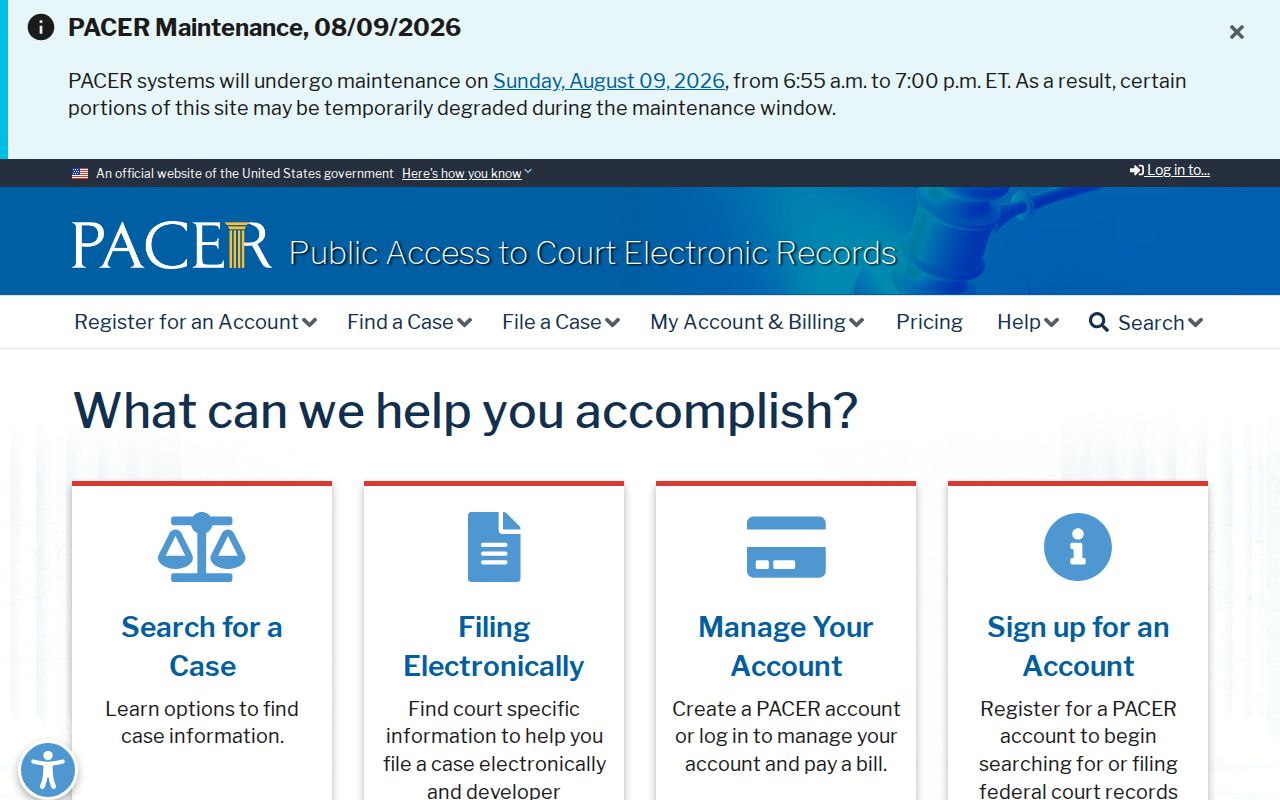 PACER federal court record search for cases beyond Unicoi County courts