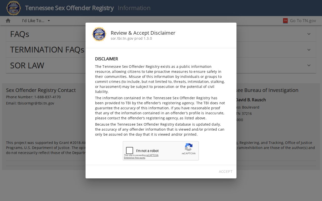Unicoi County sex offender registry information and reporting